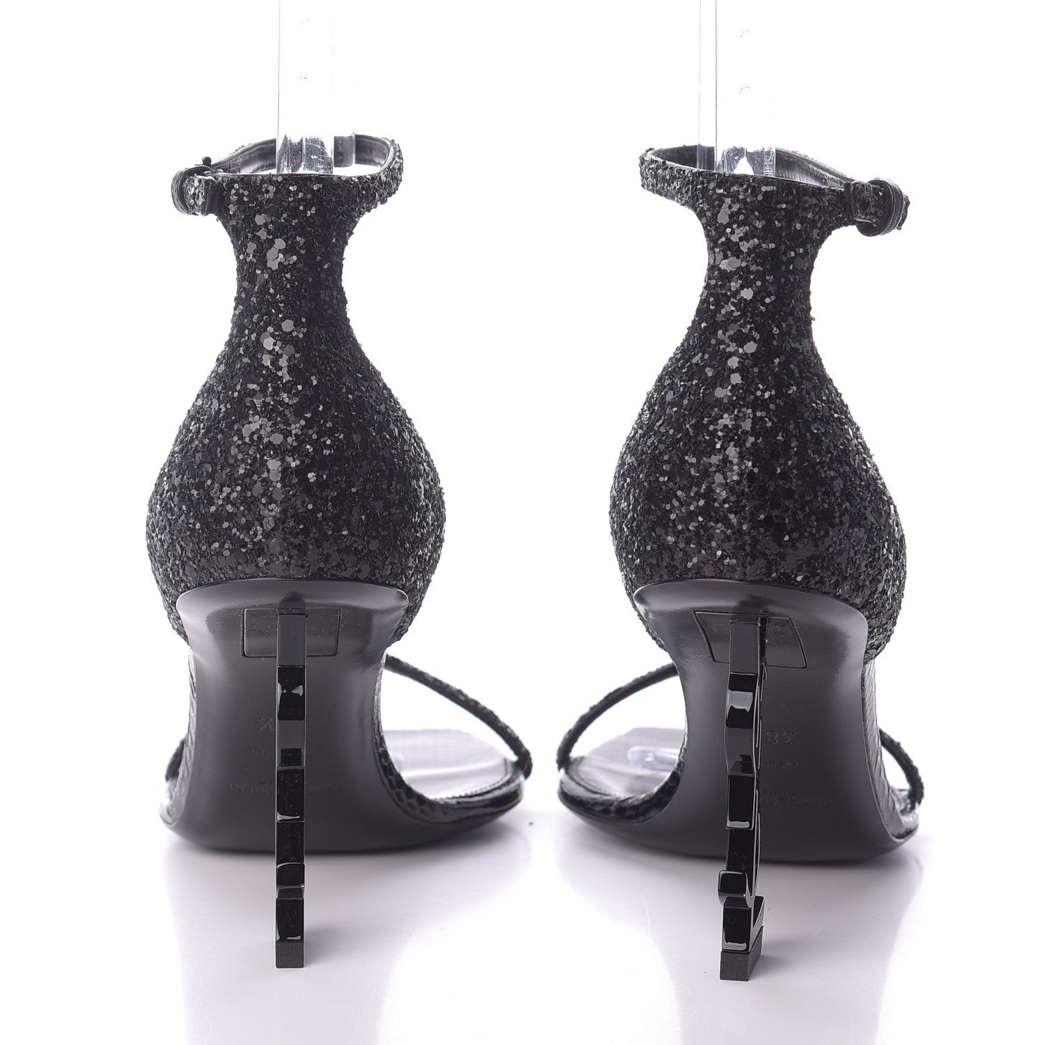 Saint Laurent Glitter Opyum 85 Sandals 38.5 Black 4 of 9