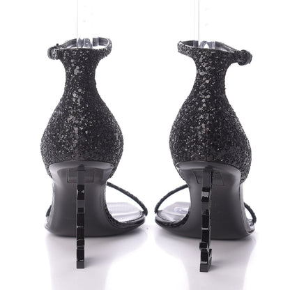 Saint Laurent Glitter Opyum 85 Sandals 38.5 Black 4 of 9