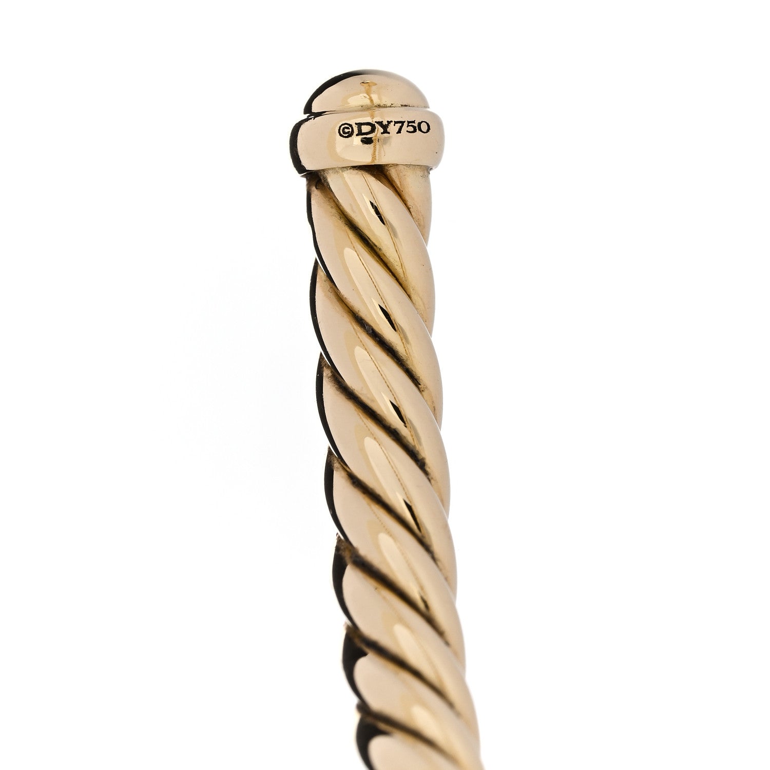David Yurman 18K Yellow Gold Diamond 4mm Cablespira Single Station Bracelet 5 of 5