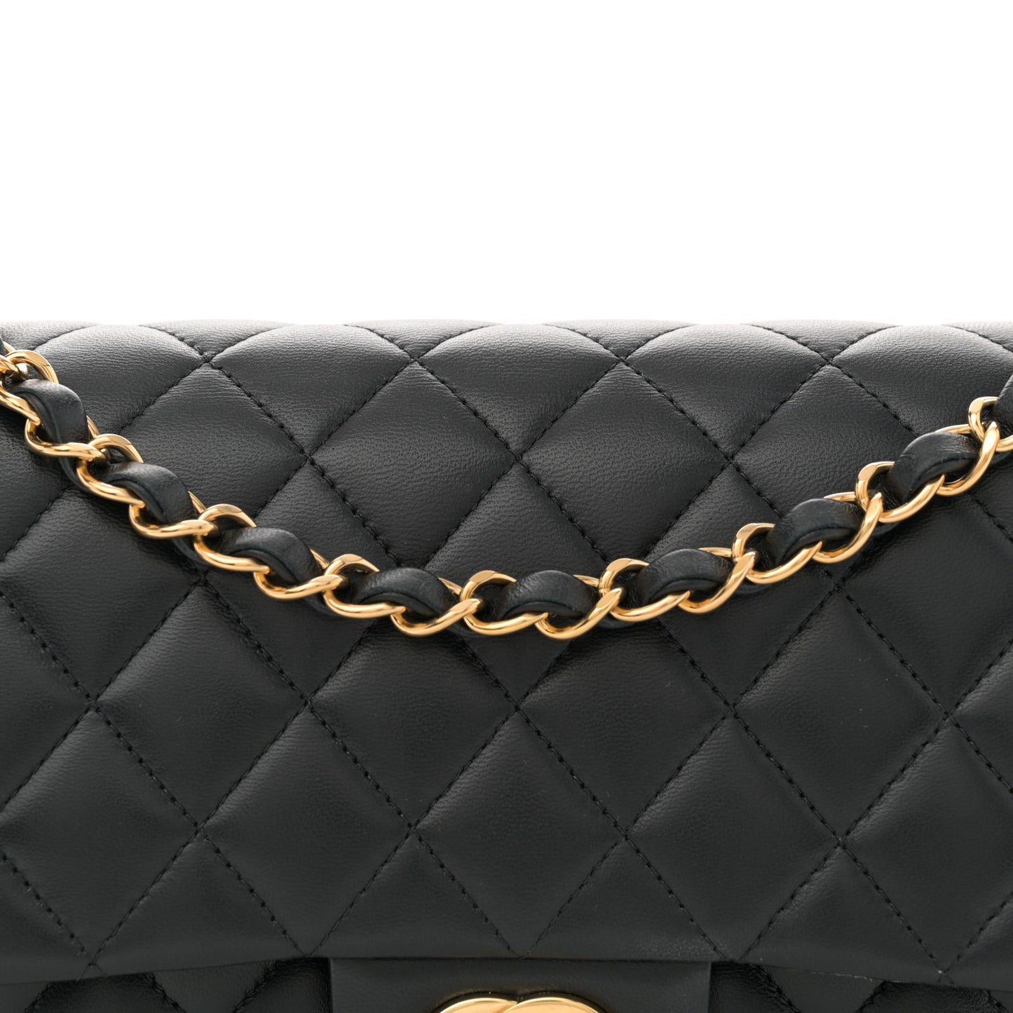 Lambskin Quilted Medium Double Flap Black