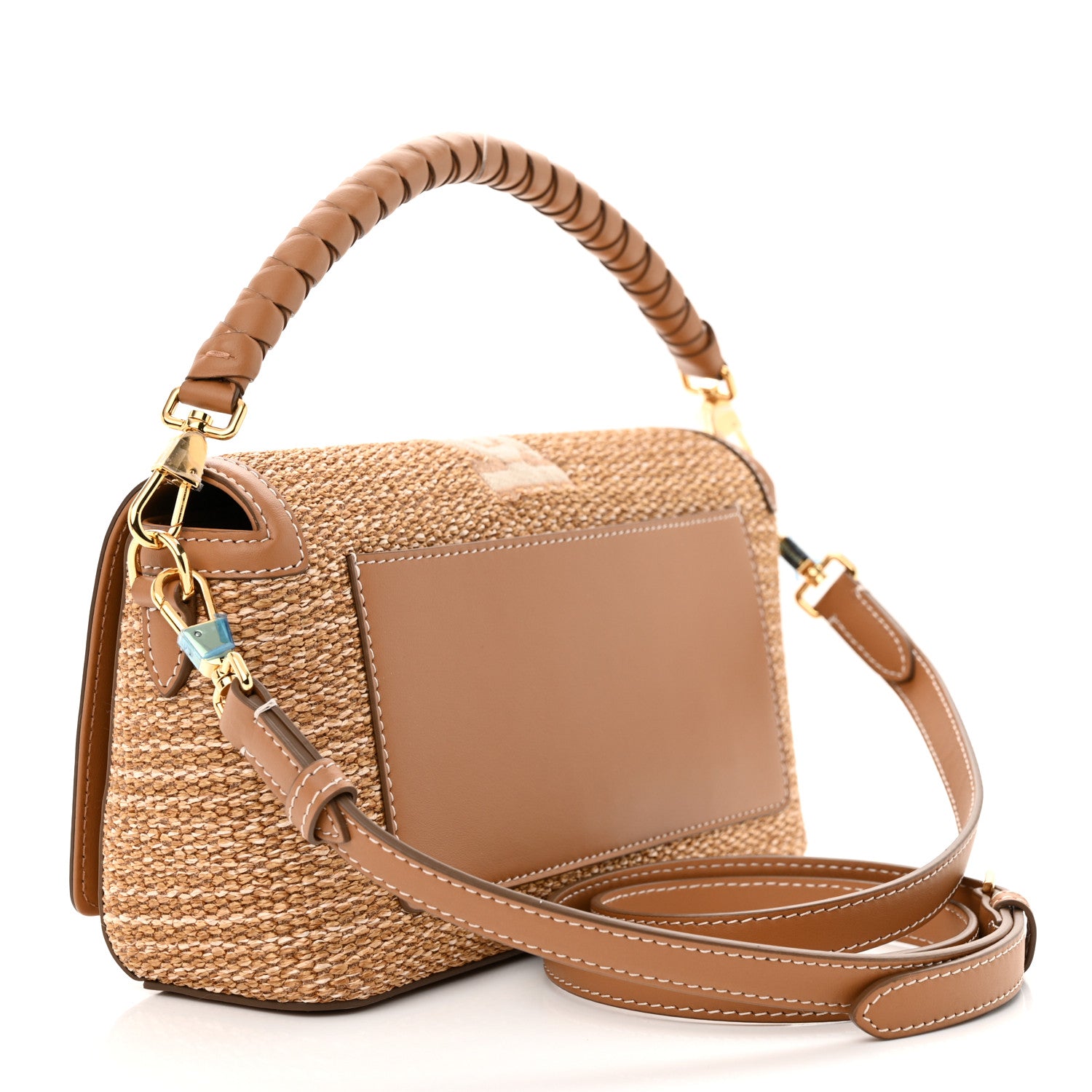 Burberry Raffia Calfskin TB Note Crossbody Bag Natural 3 of 10