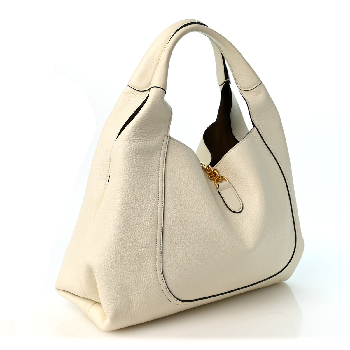 Gucci Grained Calfskin Softbit Maxi Shoulder Bag Dusty White 4 of 11