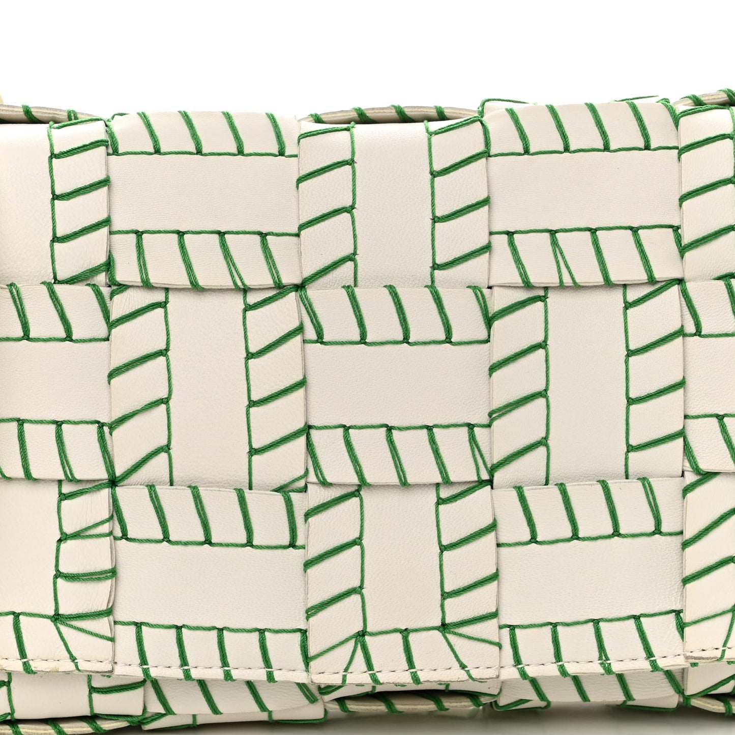 Lambskin Maxi Intreccio Overlock Stitched Cassette Crossbody Bag White Parakeet