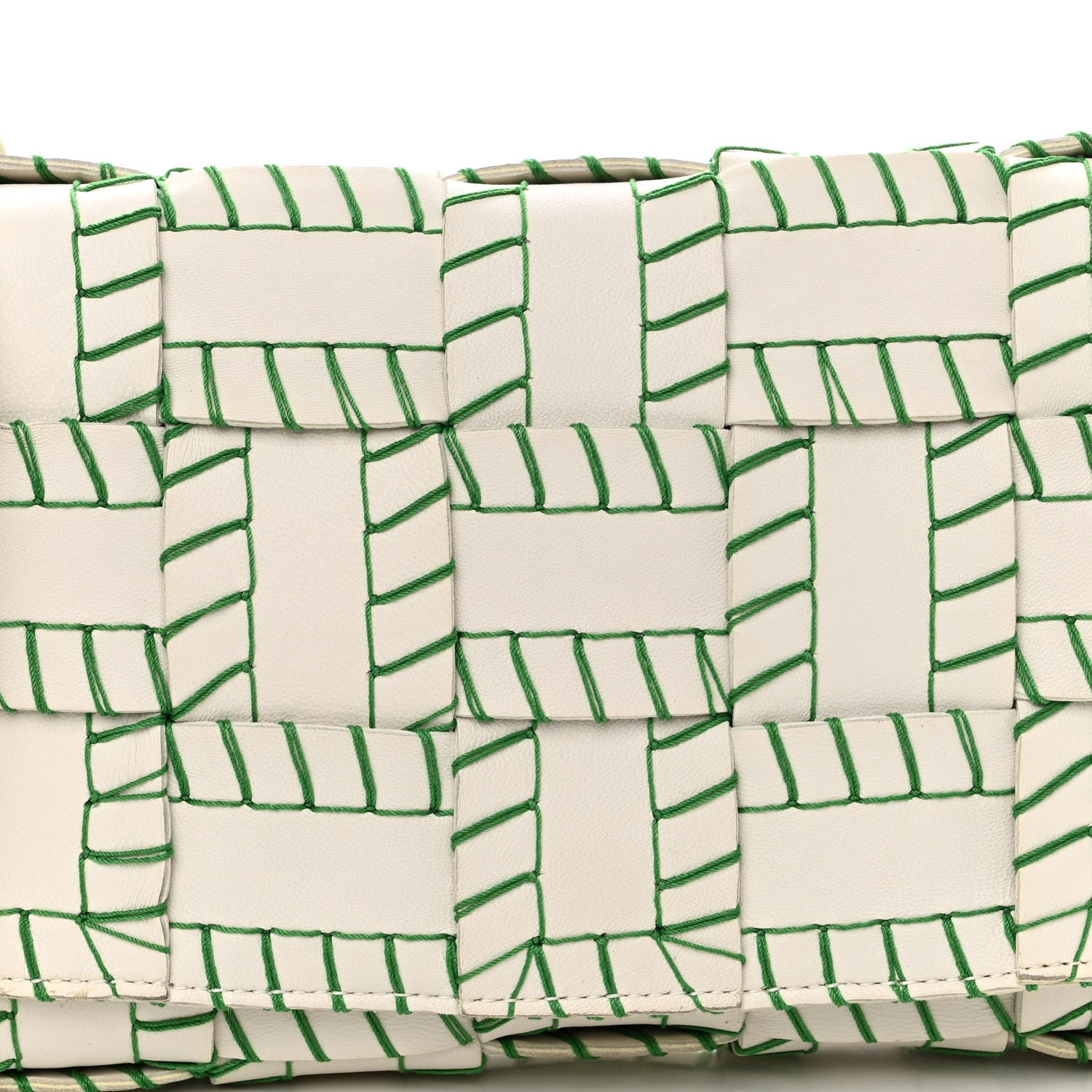 Bottega Veneta Lambskin Maxi Intreccio Overlock Stitched Cassette Crossbody Bag White Parakeet 7 of 9