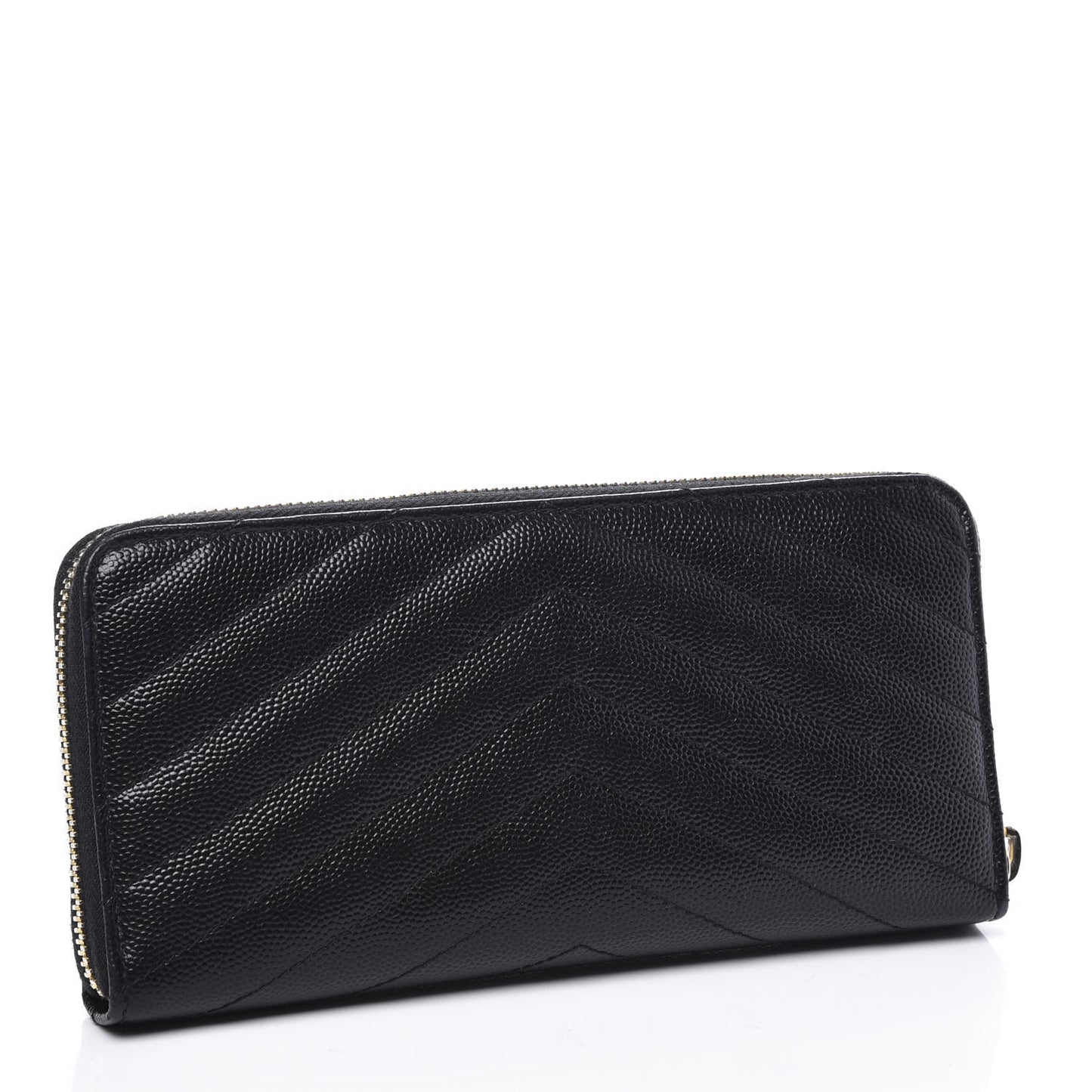 Grain De Poudre Matelasse Chevron Monogram Zip Around Wallet Black