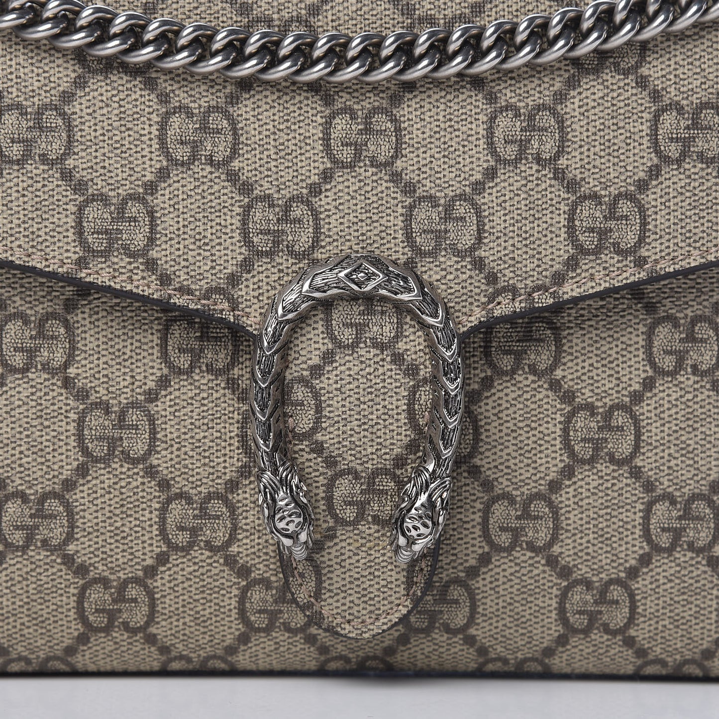 GG Supreme Monogram Mini Dionysus Chain Wallet Beige Taupe