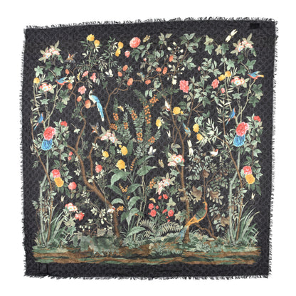 Gucci Modal Silk GG Monogram GG Tian Square Shawl Black Medium Grey 1 of 4