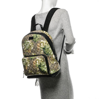 Gucci GG Supreme Monogram Blooms Medium Day Backpack Beige New Military Black 2 of 7