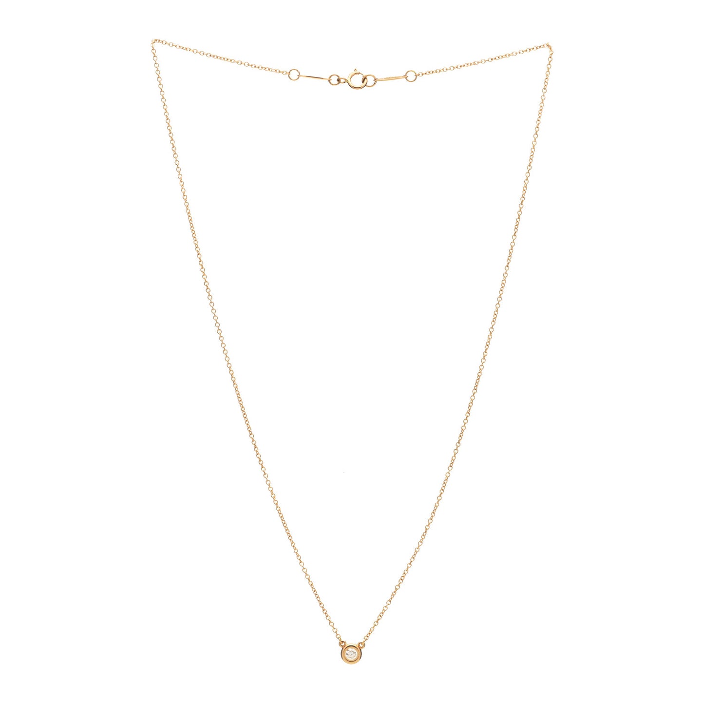 18K Rose Gold Diamond .10ct Elsa Peretti Diamonds by the Yard Pendant Necklace