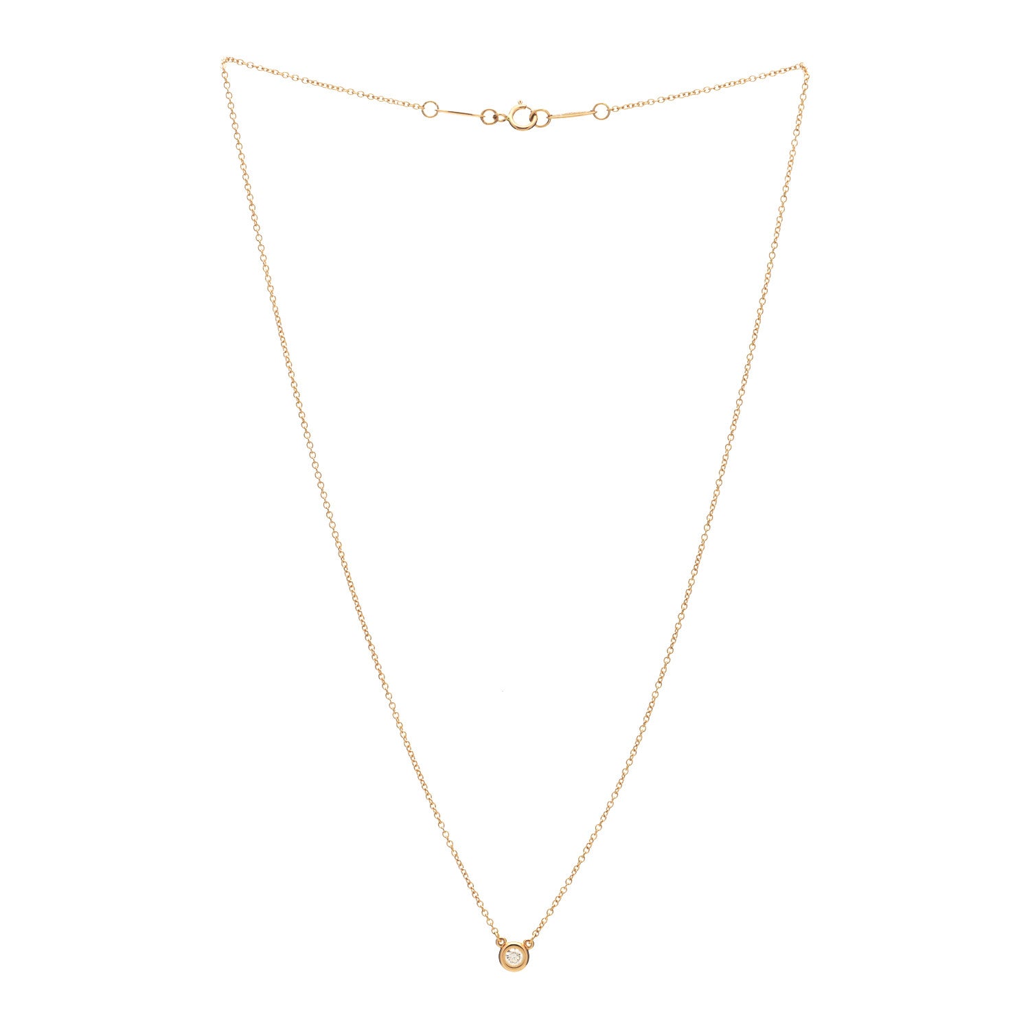 Tiffany 18K Rose Gold Diamond .10ct Elsa Peretti Diamonds by the Yard Pendant Necklace 3 of 5