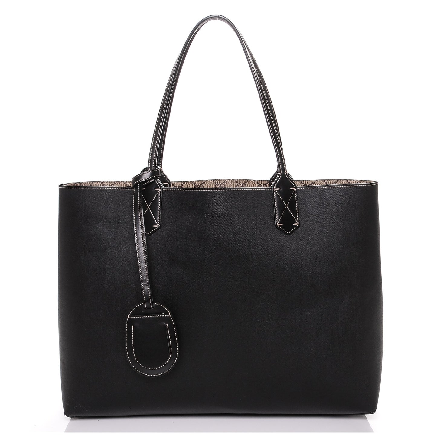 Calfskin GG Supreme Monogram Medium Reversible Tote Black