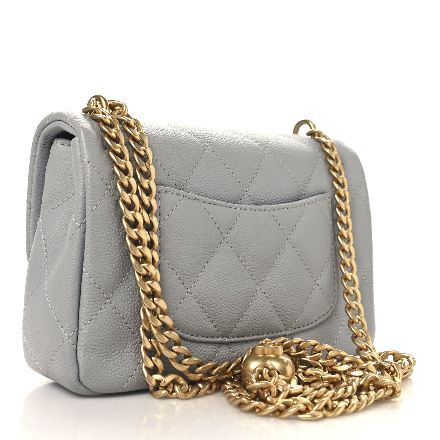 Caviar Quilted Mini Sweetheart Rectangular Flap Light Grey