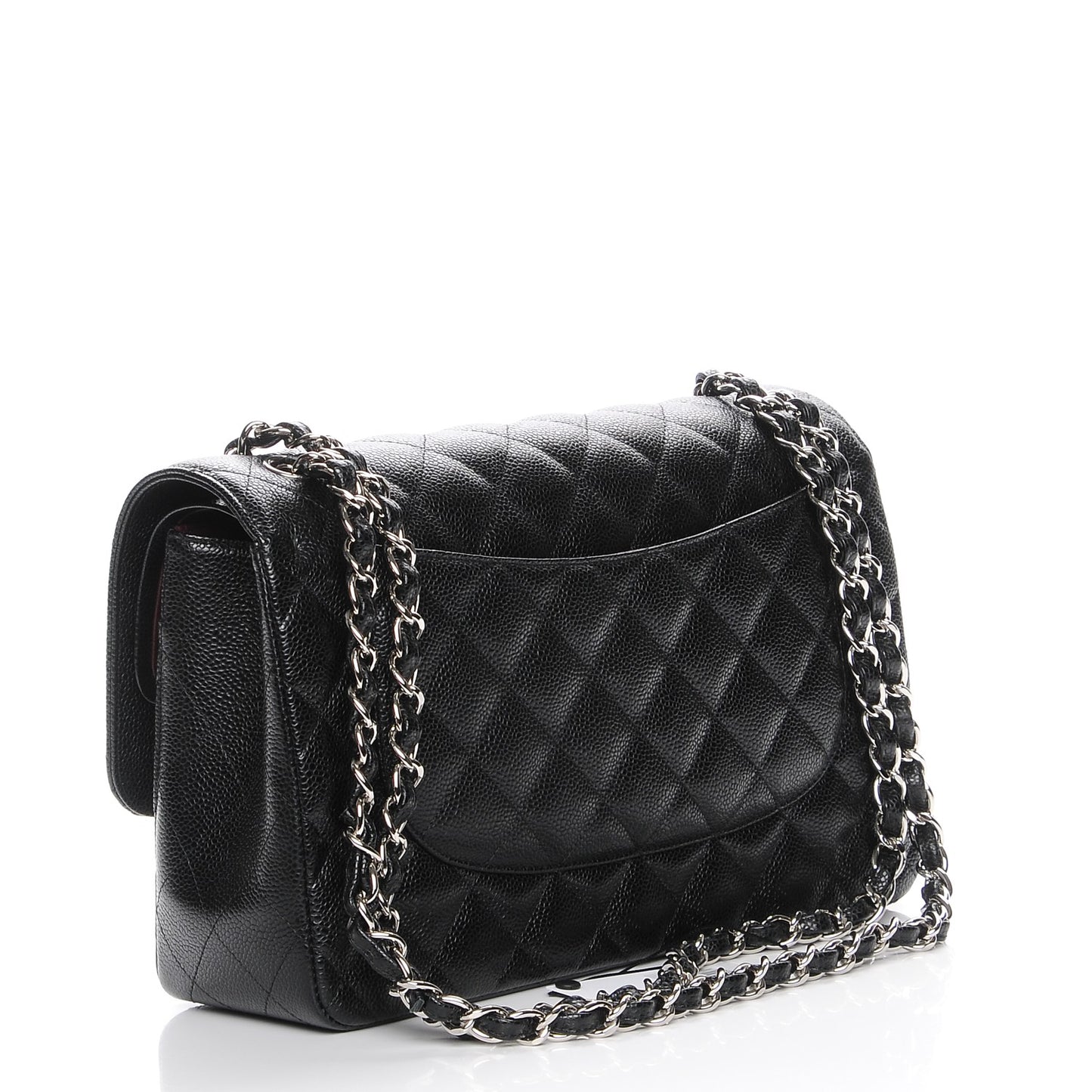 Caviar Quilted Jumbo Double Flap Black