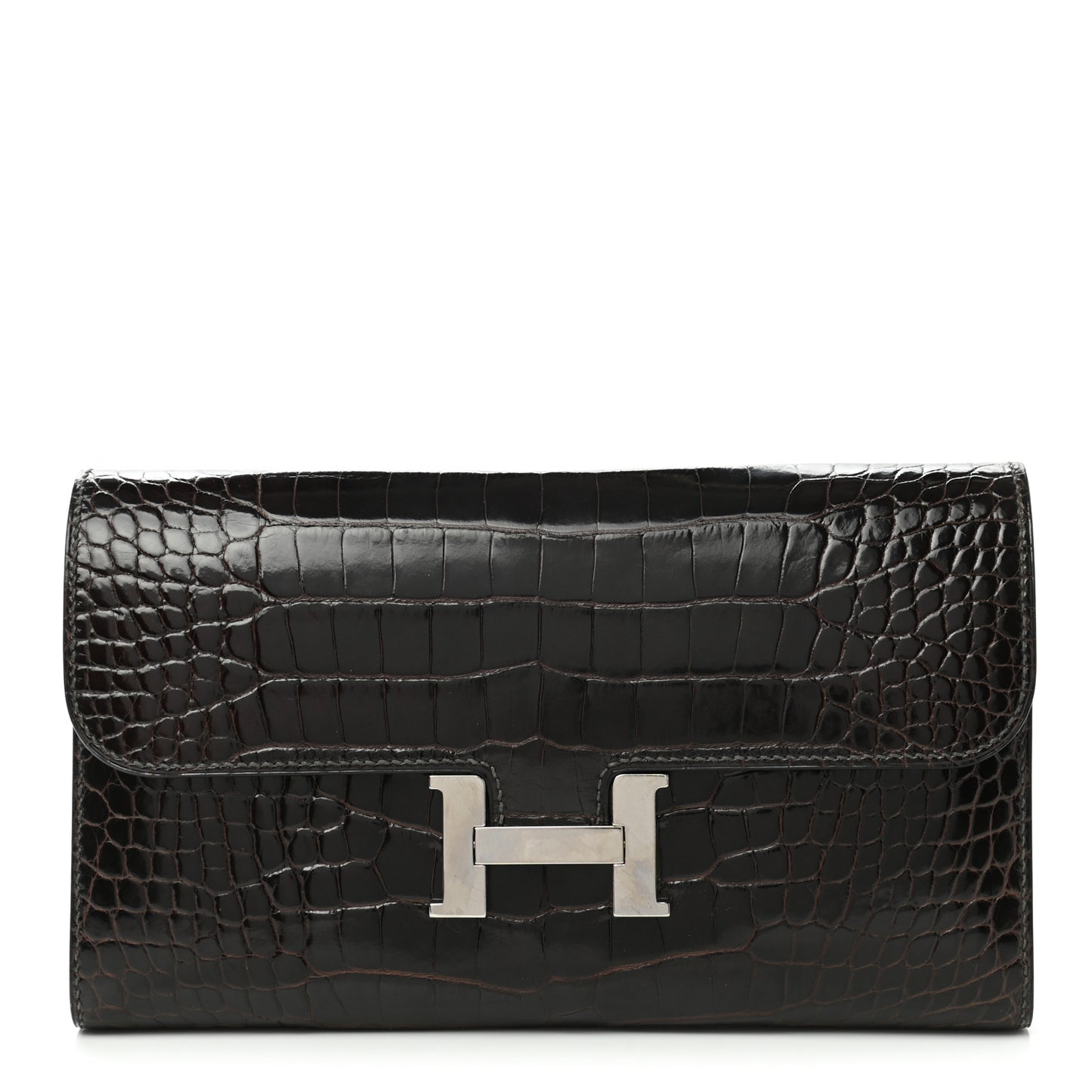 Shiny Alligator Constance Long Wallet Macassar