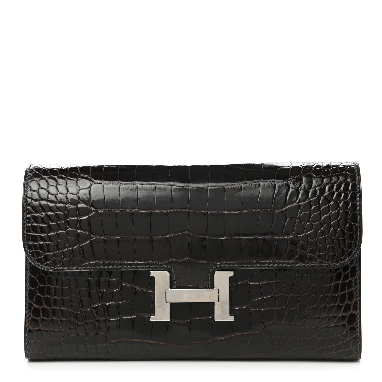 Hermes Shiny Alligator Constance Long Wallet Macassar 1 of 9