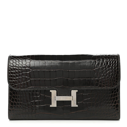 Hermes Shiny Alligator Constance Long Wallet Macassar 1 of 9