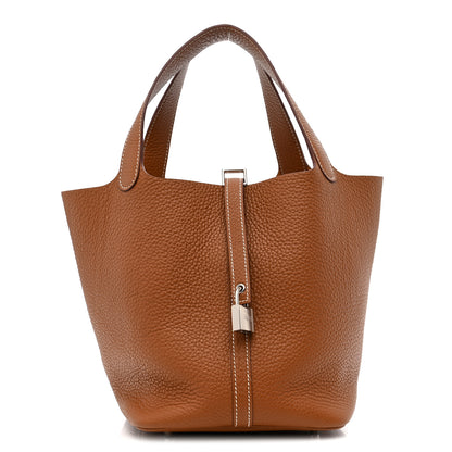 Hermes Taurillon Clemence Picotin Lock 22 MM Gold 1 of 11