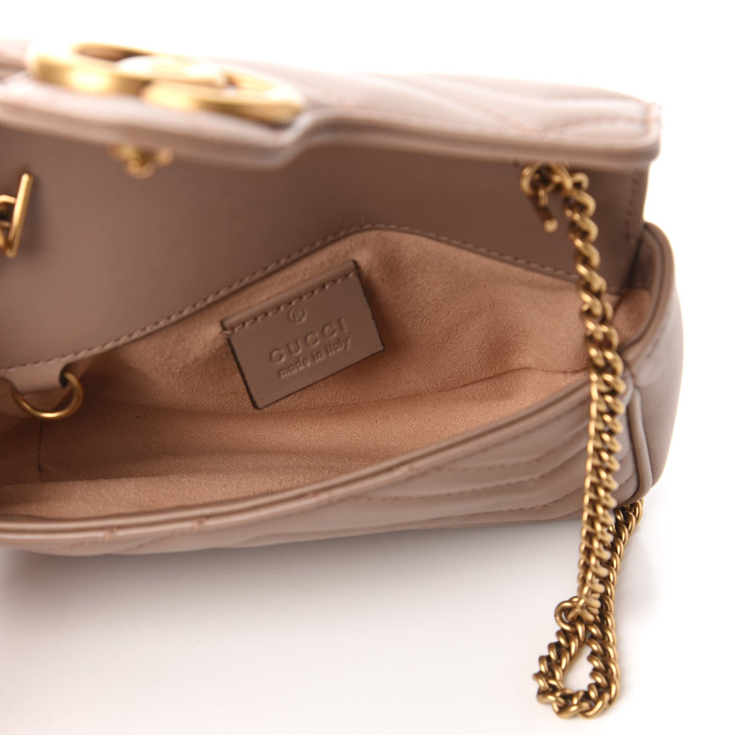 Gucci Calfskin Matelasse Super Mini GG Marmont Shoulder Bag Porcelain Rose 5 of 11