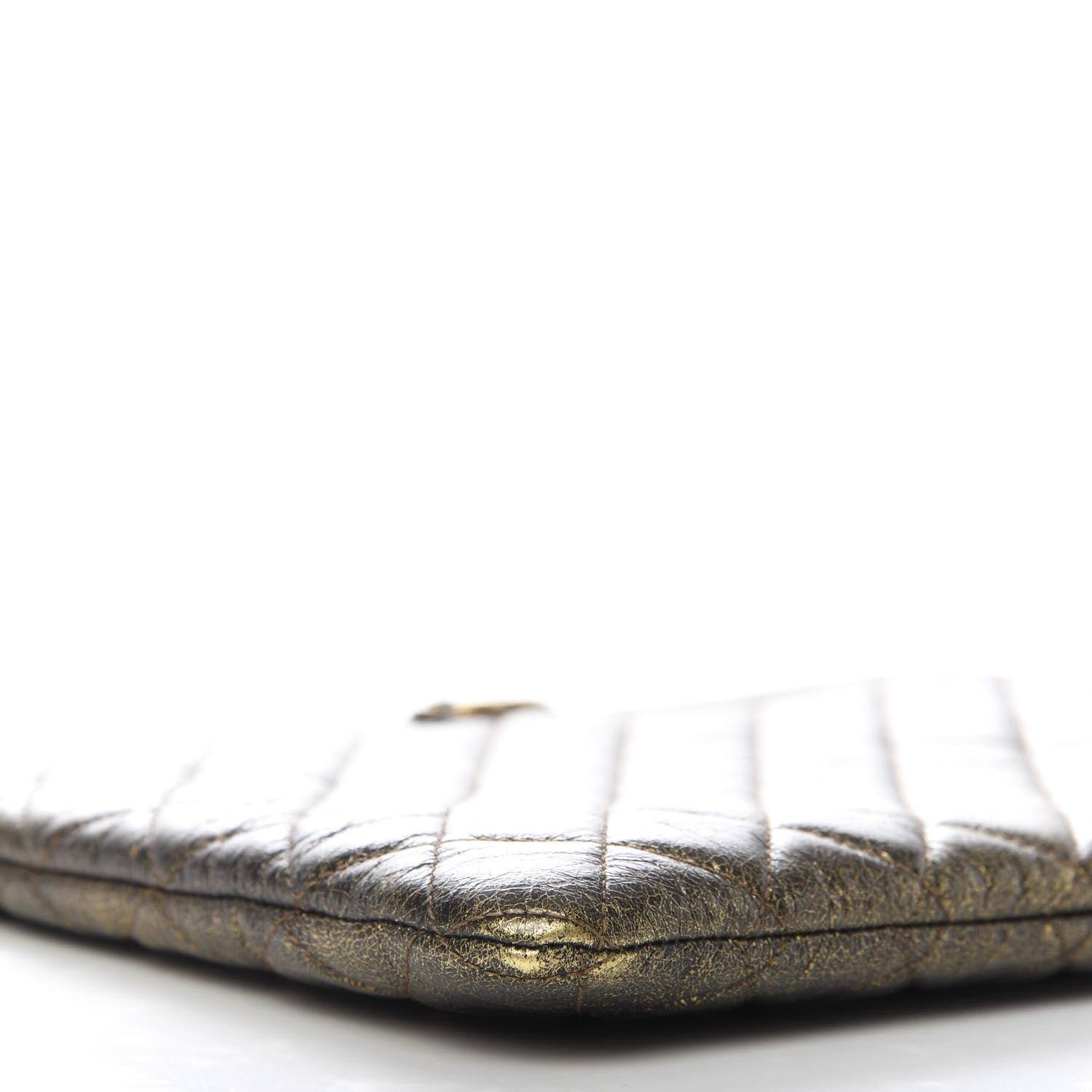 Chanel Cracked Metallic Calfskin Quilted Medium Boy Cosmetic Case Gold 5 of 9