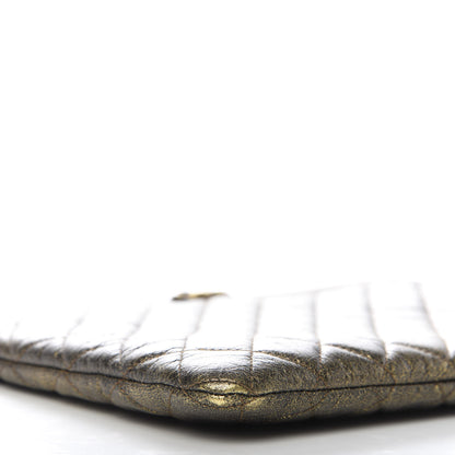 Chanel Cracked Metallic Calfskin Quilted Medium Boy Cosmetic Case Gold 5 of 9