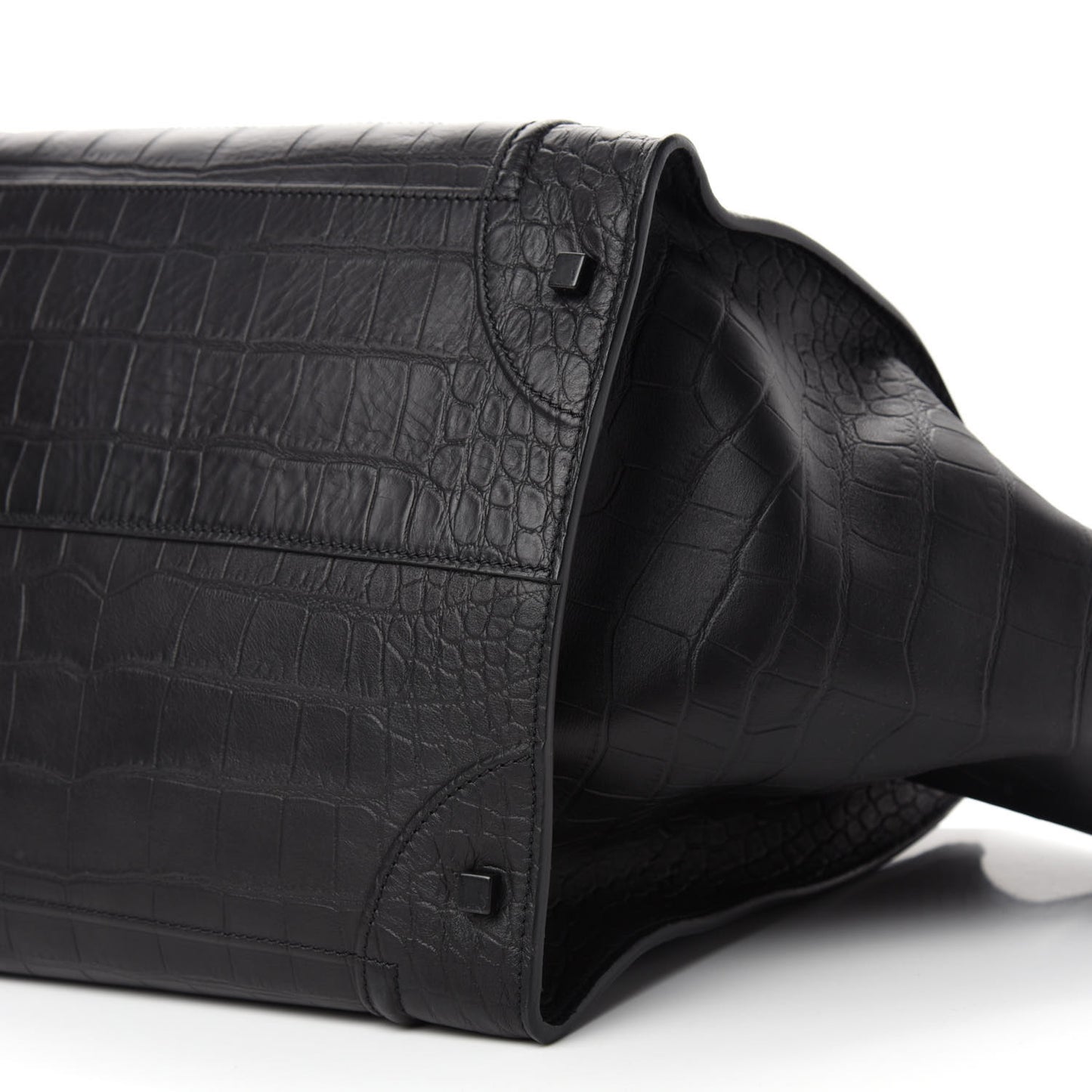 Crocodile Embossed Calfskin Large Phantom Luggage Black