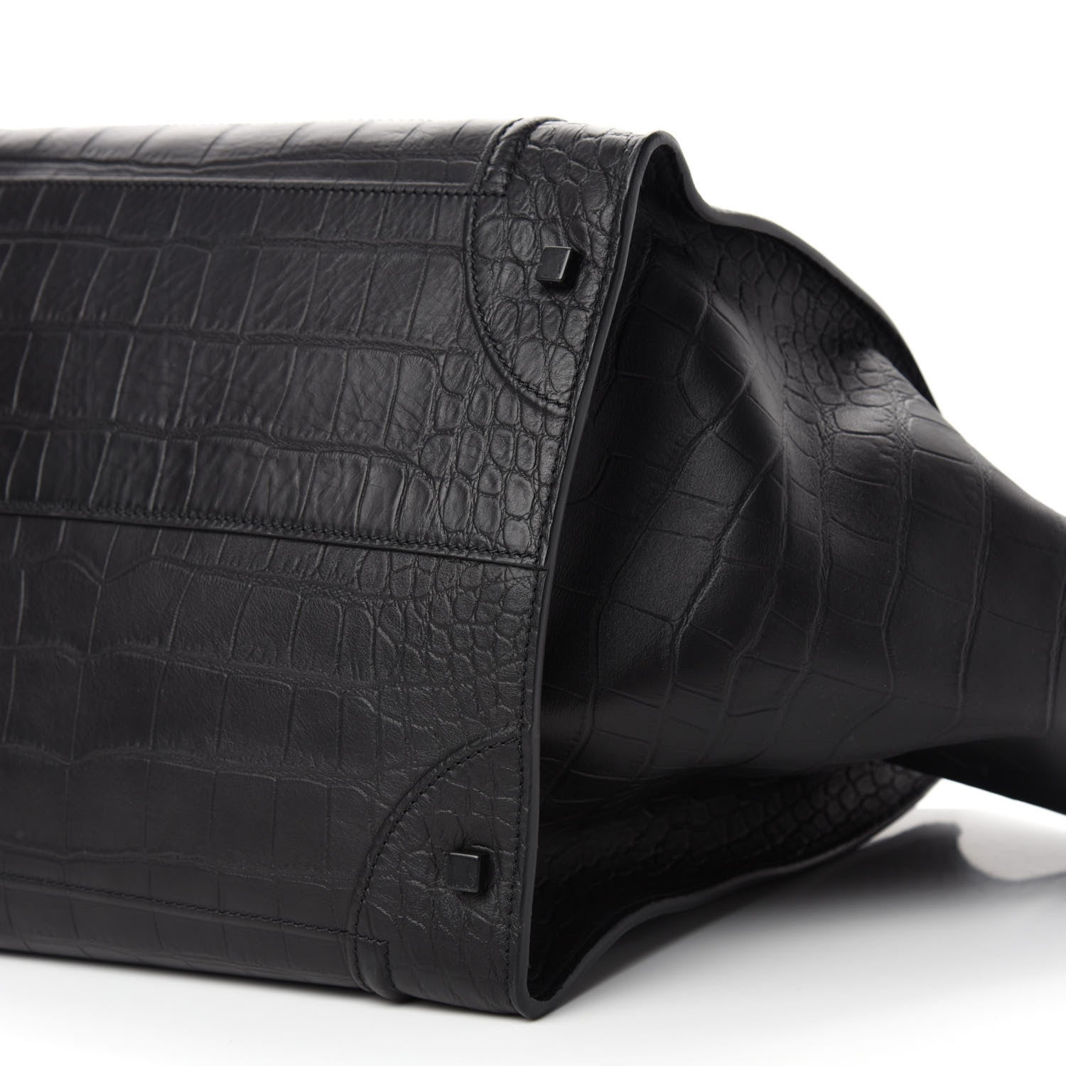 Celine Crocodile Embossed Calfskin Large Phantom Luggage Black 7 of 9