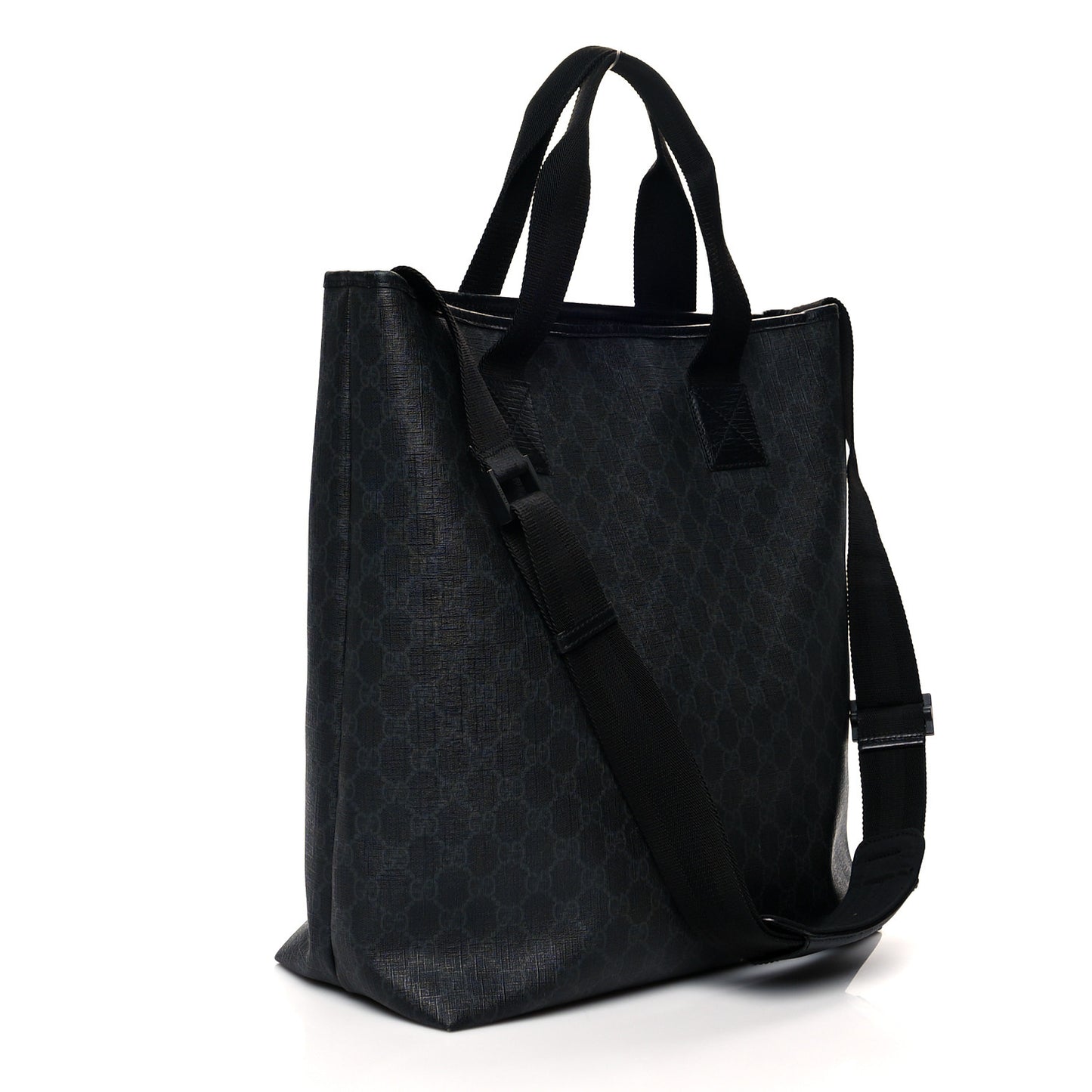 GG Supreme Monogram Web Handle Vertical Tote Black Grey