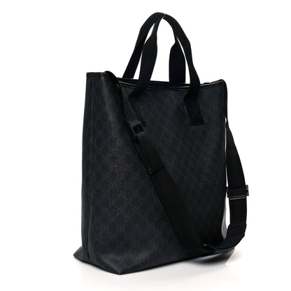 Gucci GG Supreme Monogram Web Handle Vertical Tote Black Grey 3 of 14