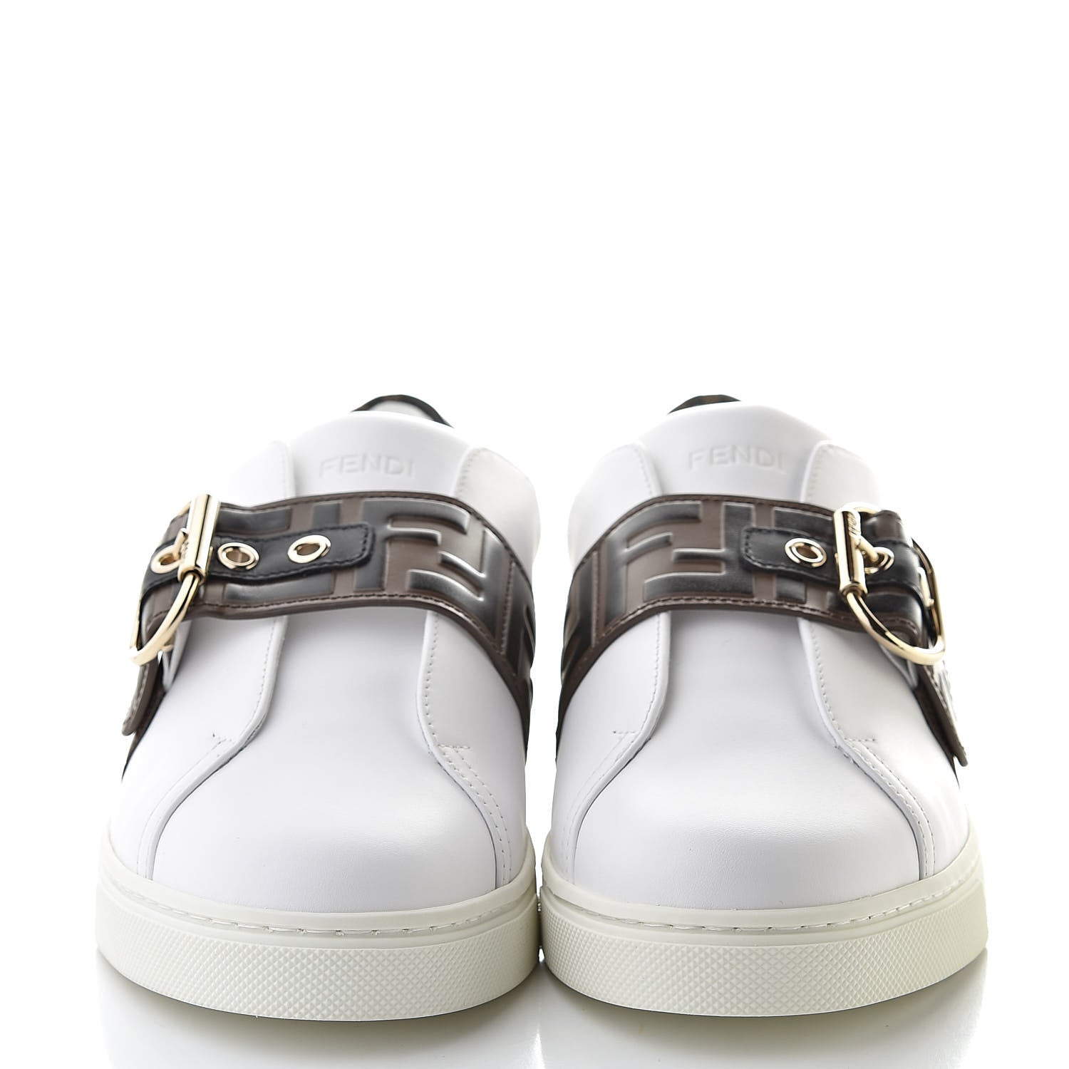 Fendi Vitello FF Embossed Womens Slip On Sneakers 40 Ultra White Maya Black 2 of 8