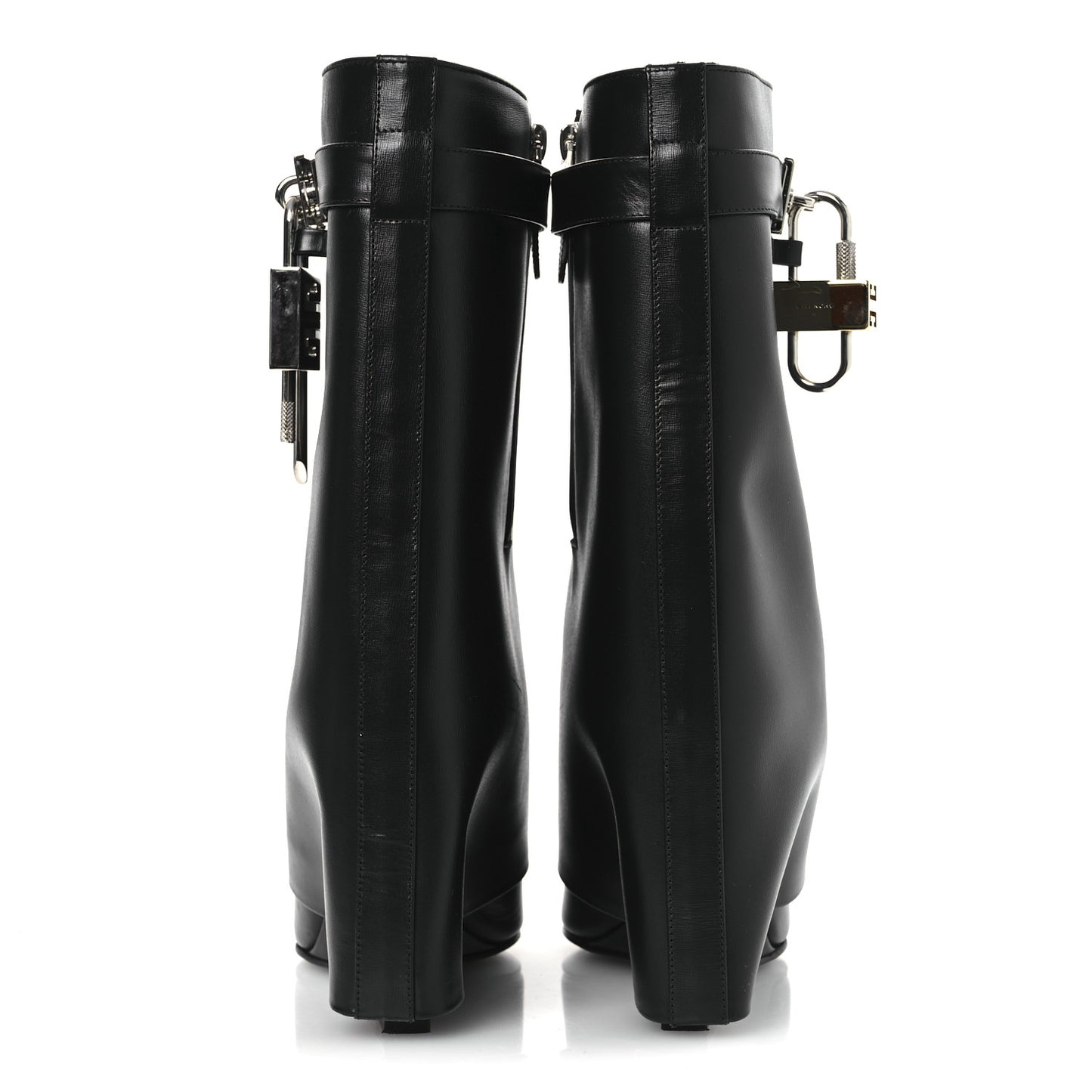 Calfskin Shark Lock Ankle Boots 39 Black