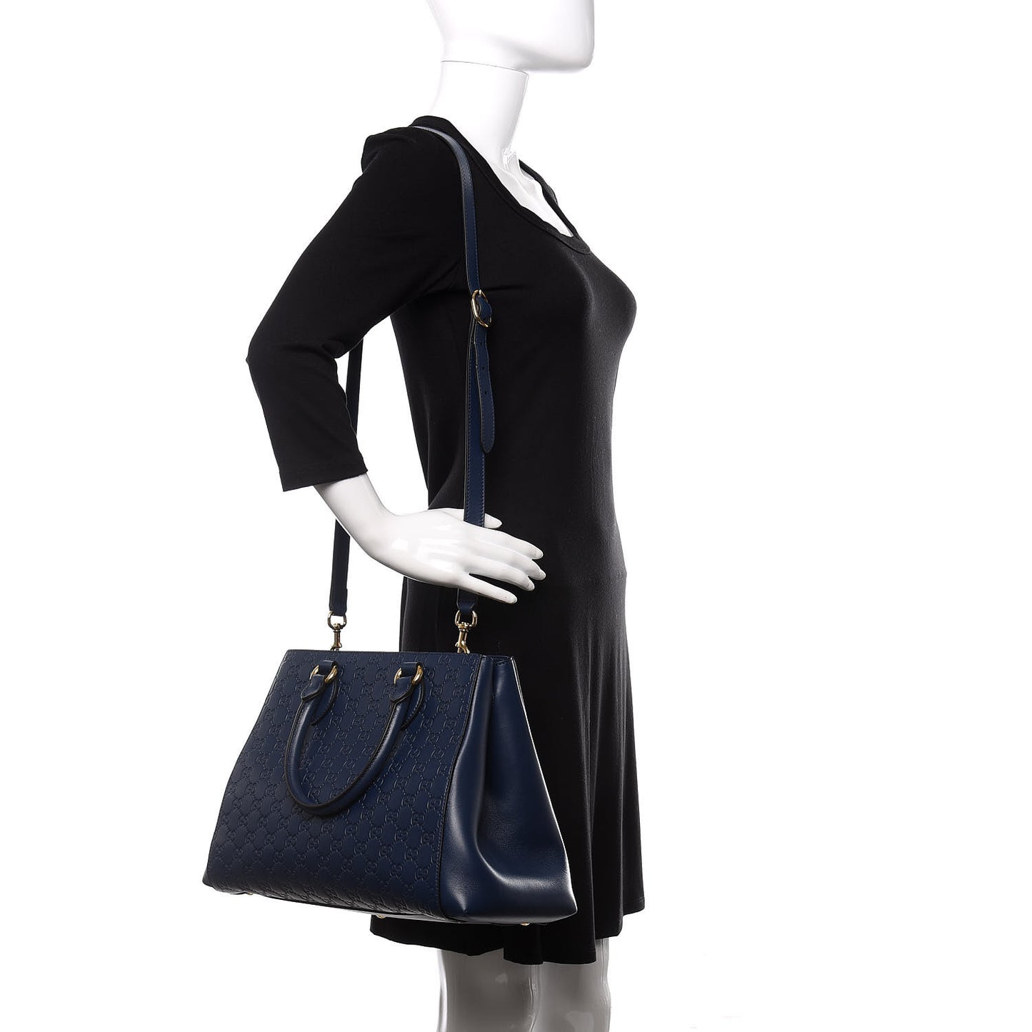 Soft Guccissima Signature Top Handle Tote Bag Blue Agata