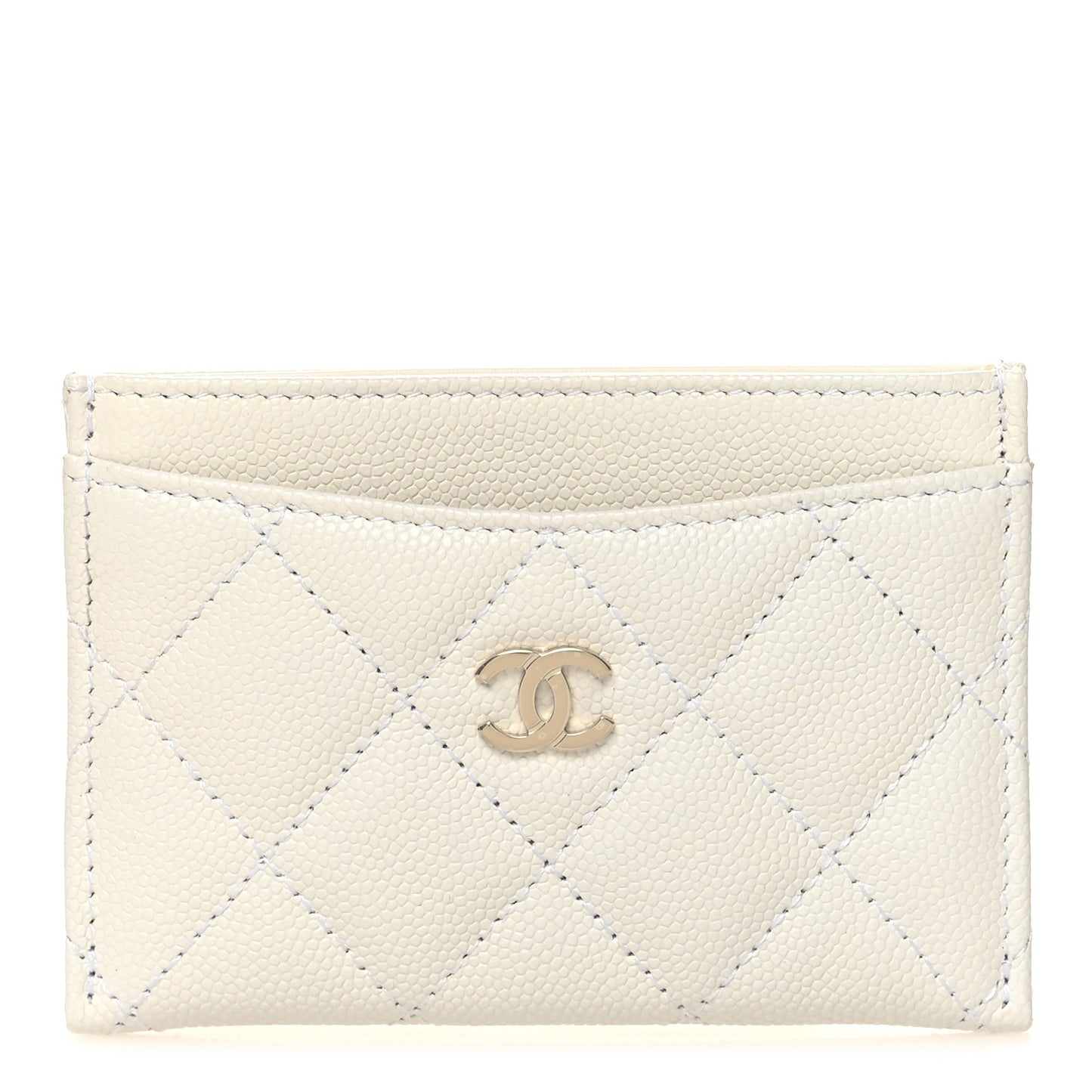 Caviar Quilted Card Holder White