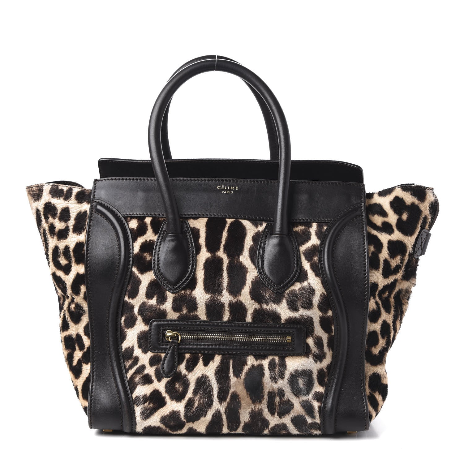 Celine Leopard Pony Hair Mini Luggage Brown 1 of 18
