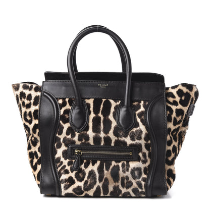 Celine Leopard Pony Hair Mini Luggage Brown 1 of 18