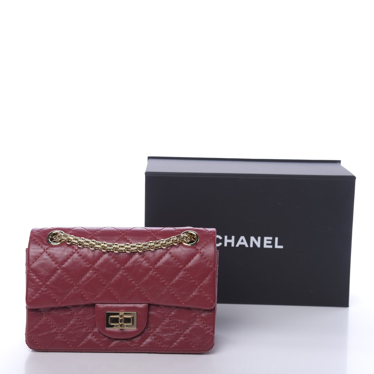 Aged Calfskin Quilted 2.55 Reissue Mini Flap Red