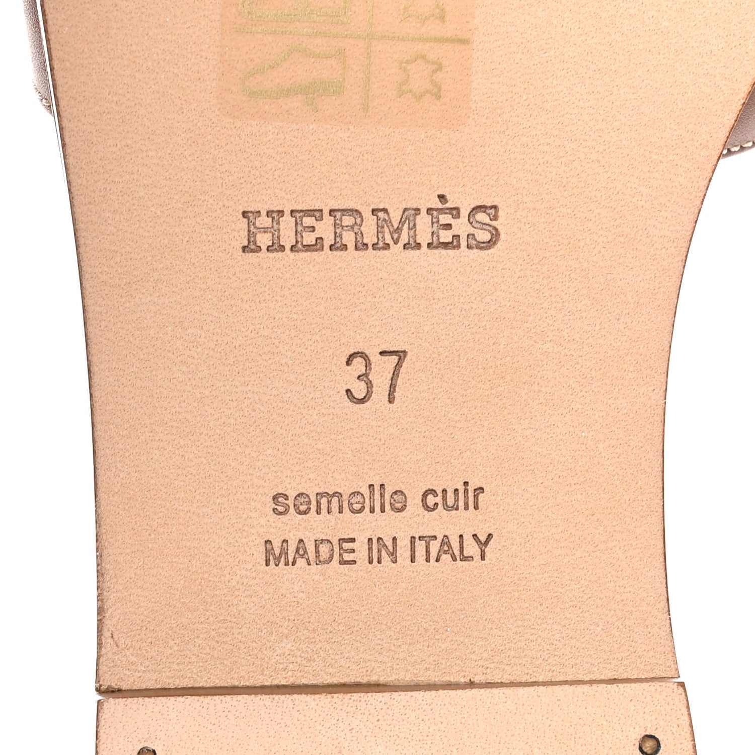 Hermes Box Calfskin Oran Sandals 37 Gold 9 of 10