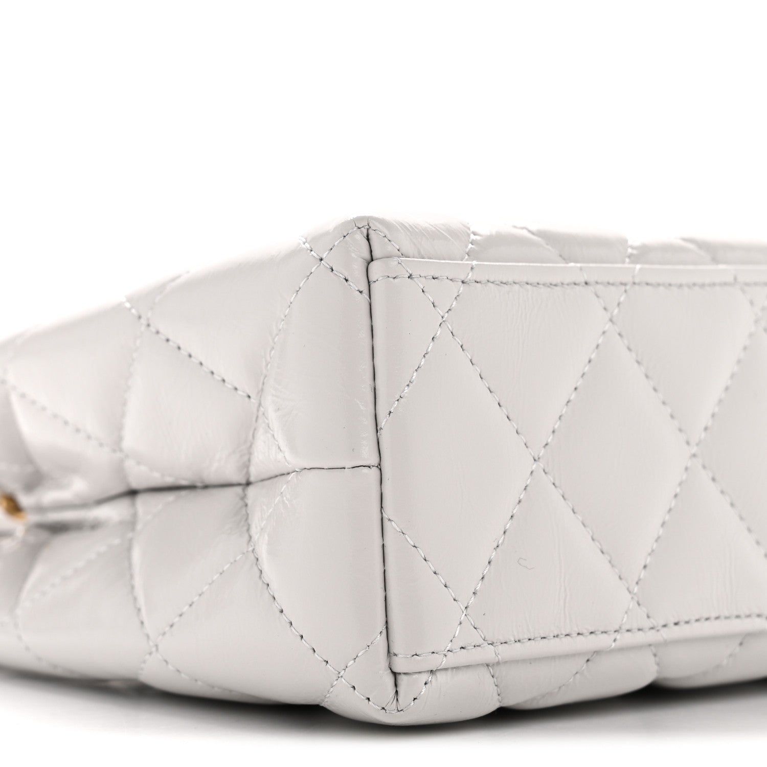 Chanel Shiny Aged Calfskin Quilted Nano Kelly Shopper Light Grey 9 of 10