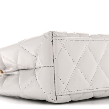 Chanel Shiny Aged Calfskin Quilted Nano Kelly Shopper Light Grey 9 of 10