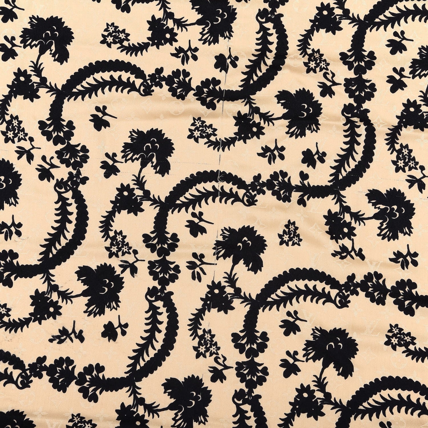 Louis Vuitton Wool Silk Monogram Floral Shawl Black Gold 4 of 4