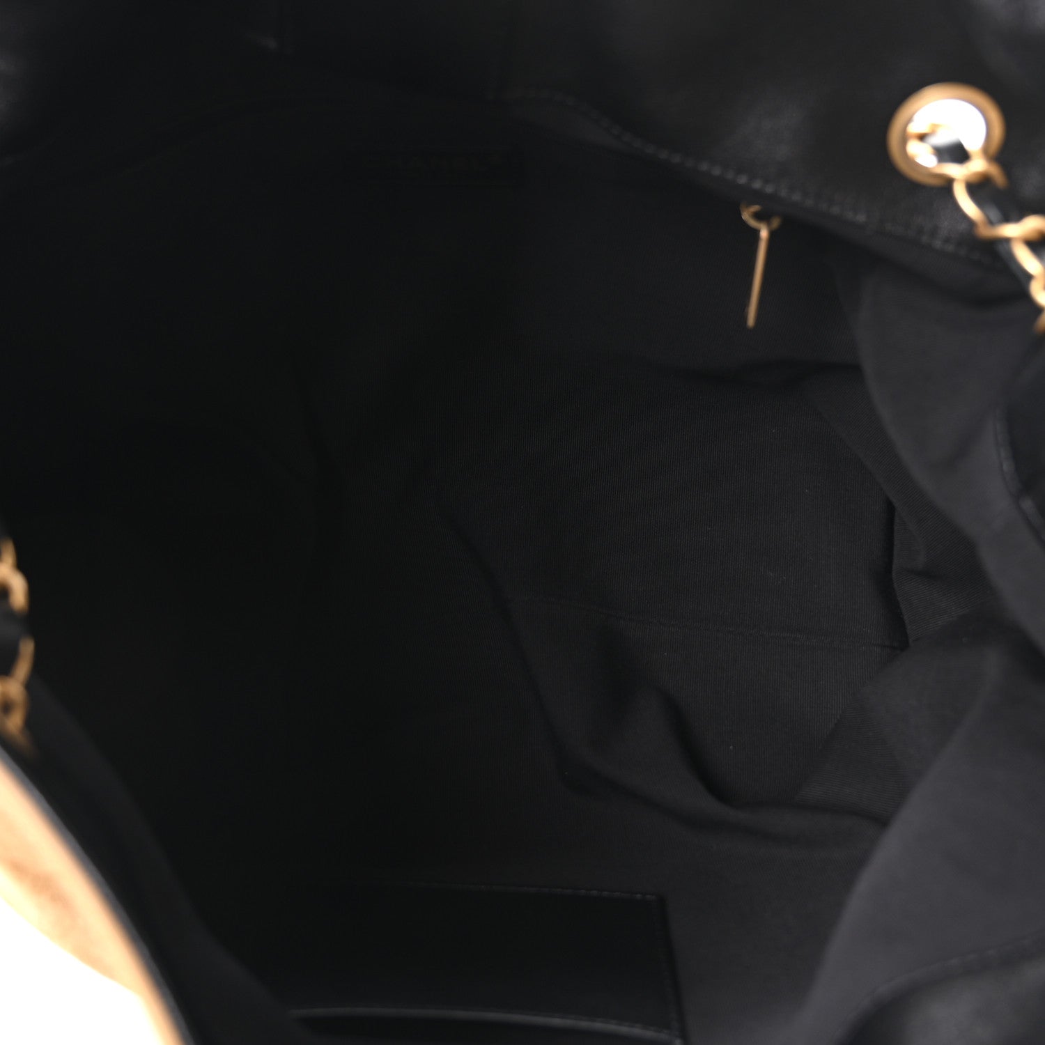 Chanel Suede Calfskin Shiny Lambskin Quilted Small Coco Base Shopping Bag Beige Black 5 of 10