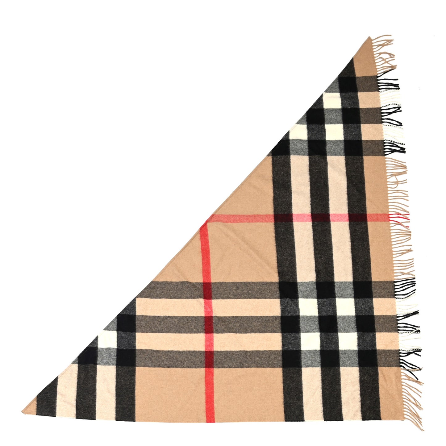 Cashmere Half Mega Check Bandana Scarf Camel