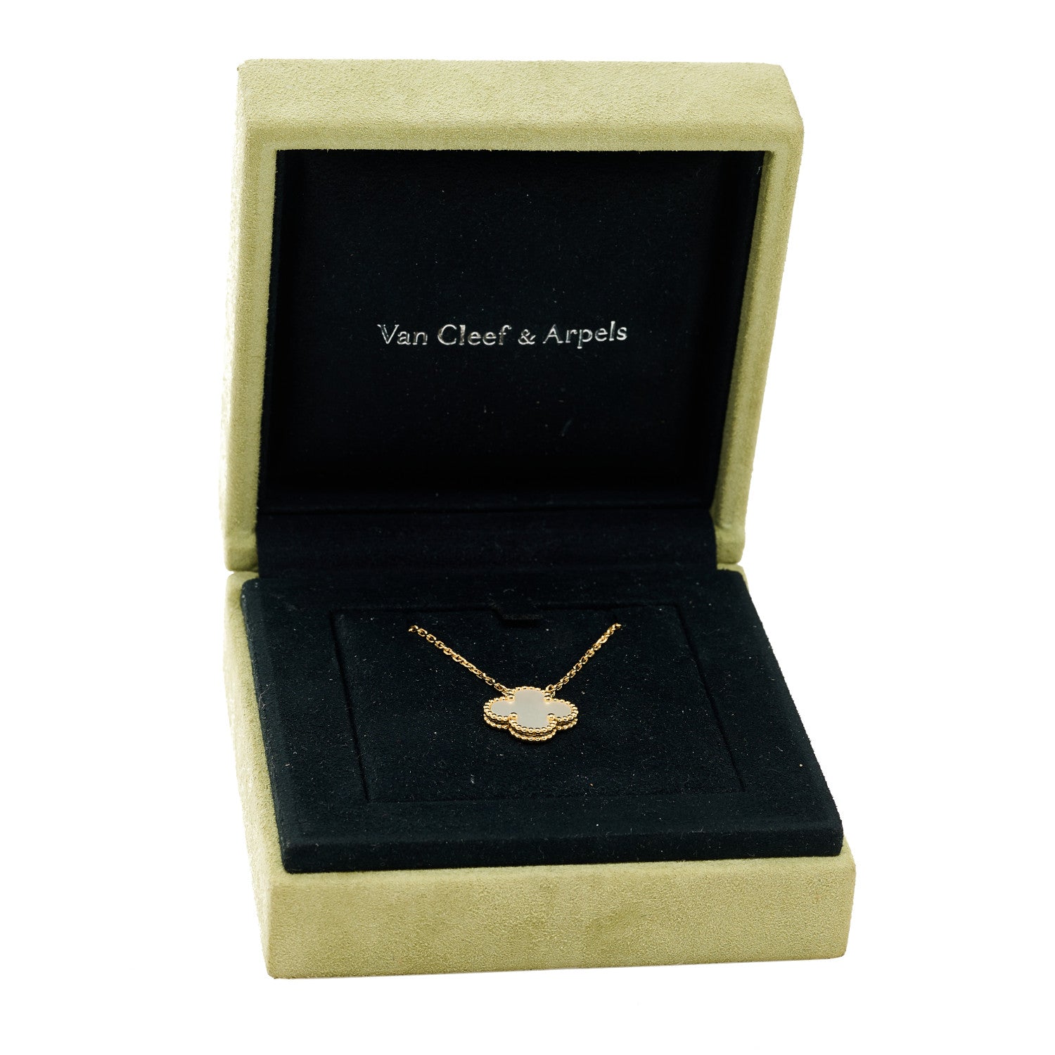 Van Cleef & Arpels 18K Yellow Gold Mother of Pearl Vintage Alhambra Pendant Necklace 5 of 6