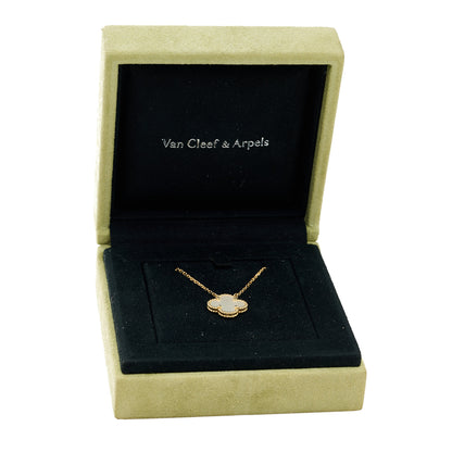 Van Cleef & Arpels 18K Yellow Gold Mother of Pearl Vintage Alhambra Pendant Necklace 5 of 6