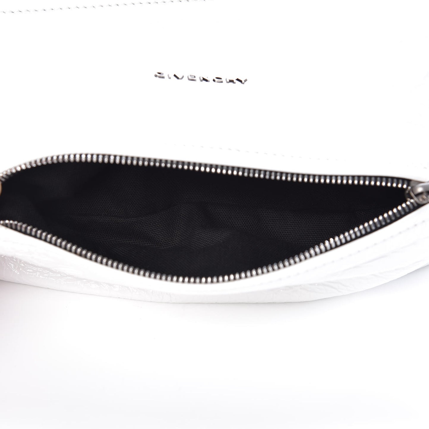 Crinkled Patent Deerskin Mini Pandora White
