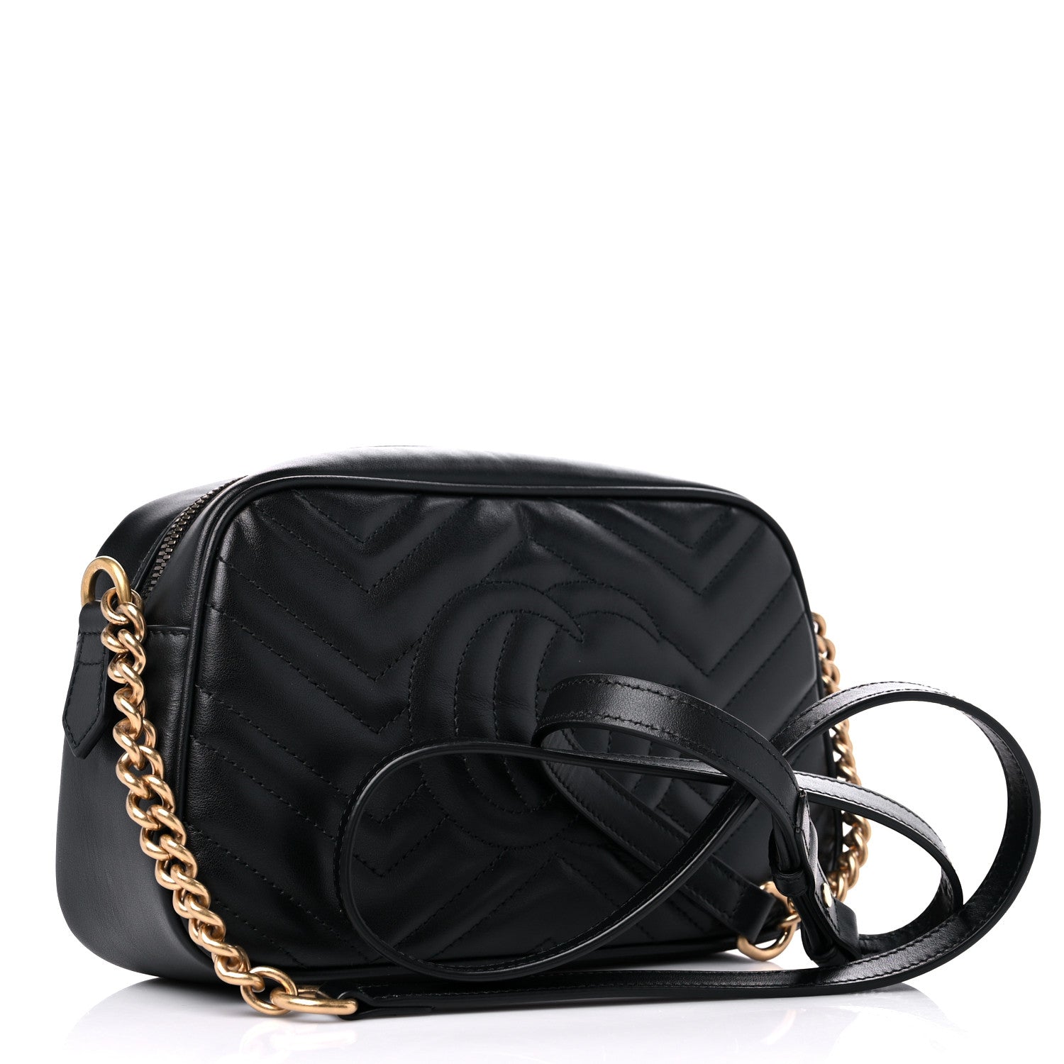 Gucci Calfskin Matelasse Small GG Marmont Chain Shoulder Bag Black 3 of 8