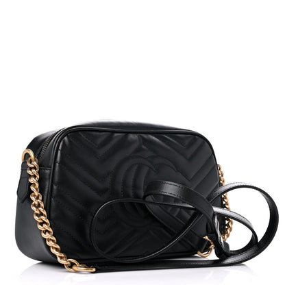 Gucci Calfskin Matelasse Small GG Marmont Chain Shoulder Bag Black 3 of 8