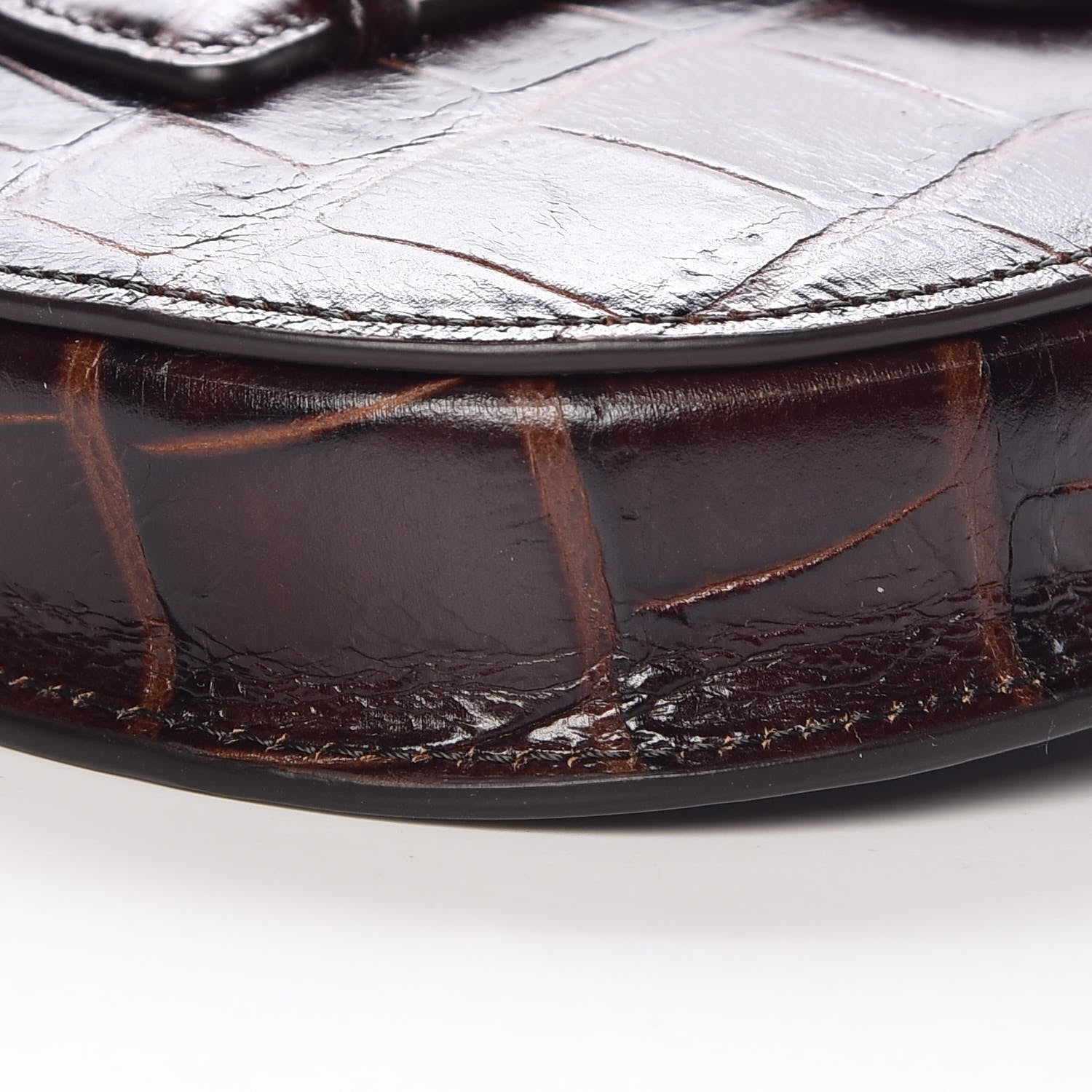 Celine Crocodile Embossed Calfskin Mini Symmetrical Bag Brown 8 of 9