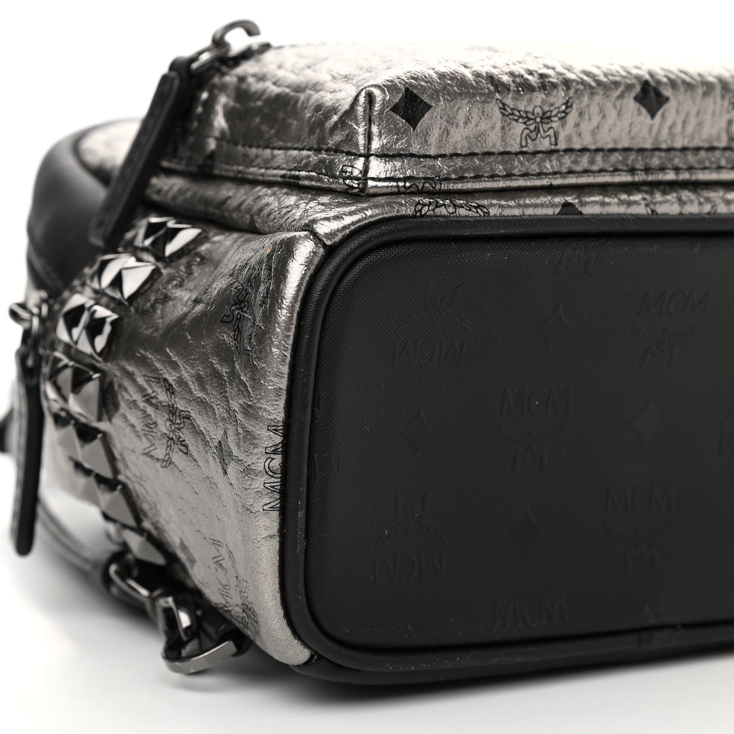 Metallic Visetos Studded X-Mini Bebe Boo Backpack Silver