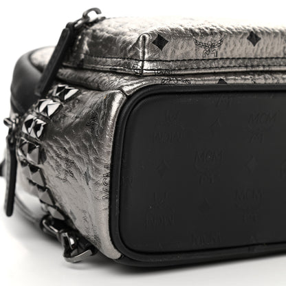 MCM Metallic Visetos Studded X-Mini Bebe Boo Backpack Silver 8 of 10