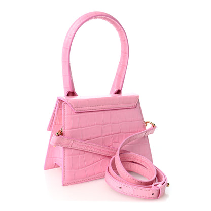 Jacquemus Calfskin Crocodile Embossed Le Chiquito Moyen Pink 2 of 8